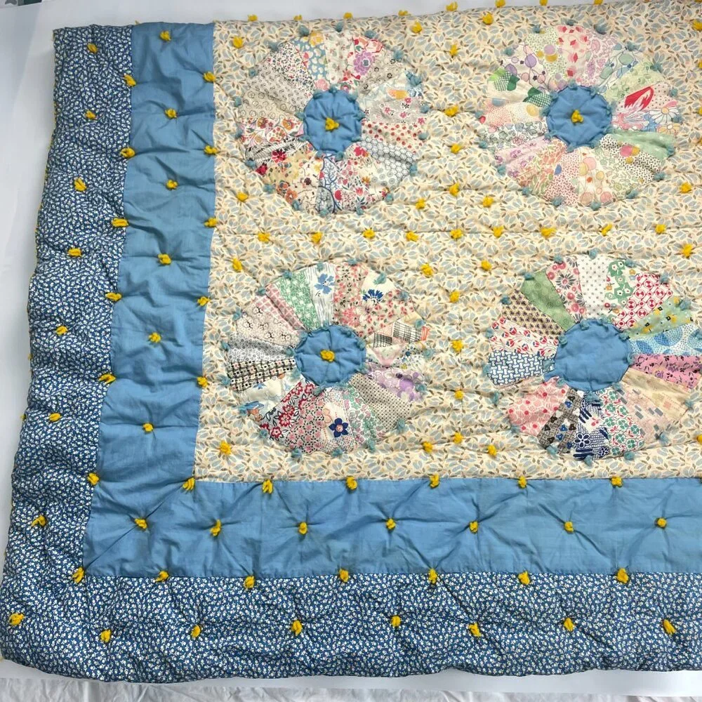 Antique 1920s Quilt Historical Society Dresden Patchwork Vintage Handmade Unique